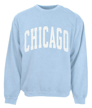 Chicago Ladies Garment Dyed Light Blue Crew Sweatshirt