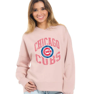 Cubs Soft As A Grape Ladies Snuggly Wide Rib Crew Neck