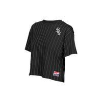 White Sox New Era Ladies Throw Back Pinstripe Crop T-shirt