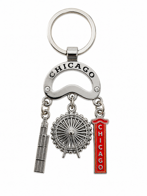 Chicago Bean Link Charm Keychain