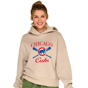 Cubs Soft As A Grape Ladies Snuggly Wide Rib Fawn Hoody