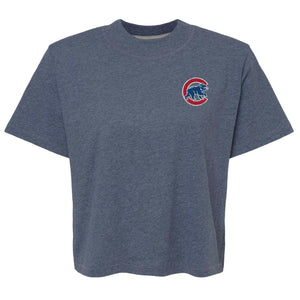 Cubs Soft As A Grape Ladies Embroidery Boxy Tee-Navy (D)