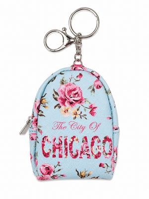 Chicago Floral Back Pack Keychains - Blue