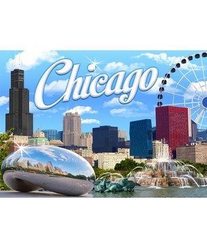 Chicago Skyline Bean Foil Magnet