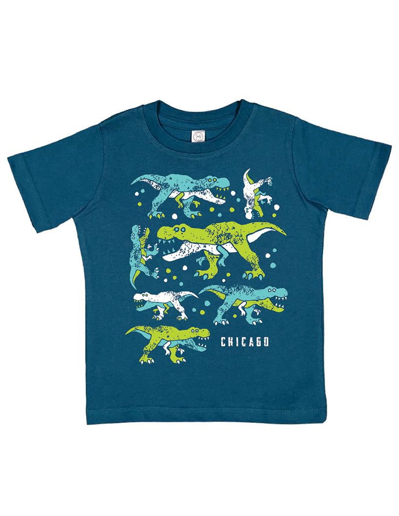 Chicago Toddler Flip T-Rex T-Shirt-Teal