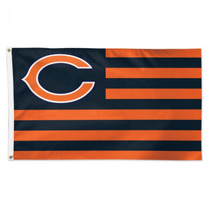 Flag with Chicago Bears logo and American flag design on a white background