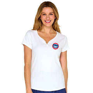 Cubs Soft As A Grape Ladies 2x1 Henley Shirt