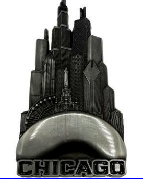 Chicago Vertical Skyline Metal Magnet