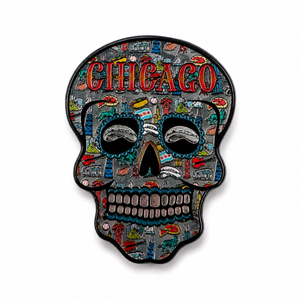 Chicago Sugar Skull Icons Foil Magnet