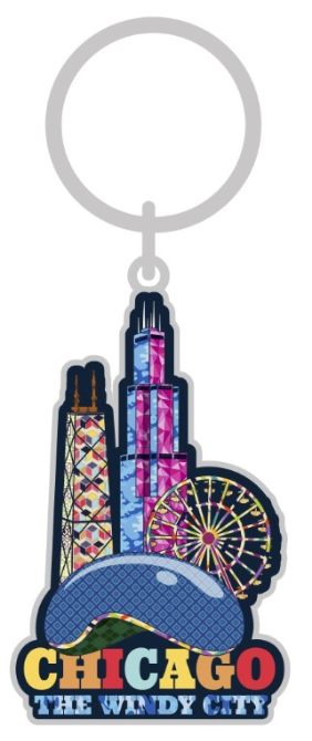 Chicago UV Metallic Metal Keychain