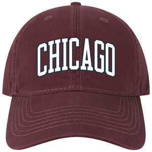 Chicago Est. Arch Maroon Garment Wash Hat