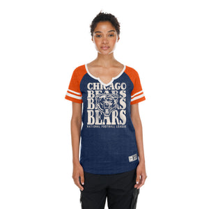 Bears New Era Ladies Throwback V-neck Shirt