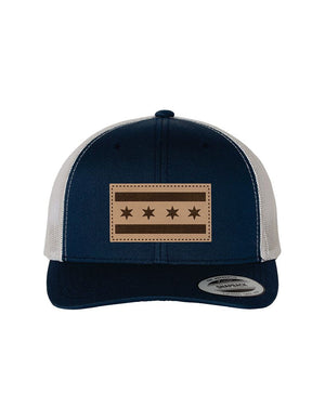 Chicago Leather Flag Patch Navy Trucker