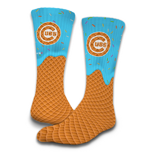 Cubs Ice Cream Drip Blue Socks
