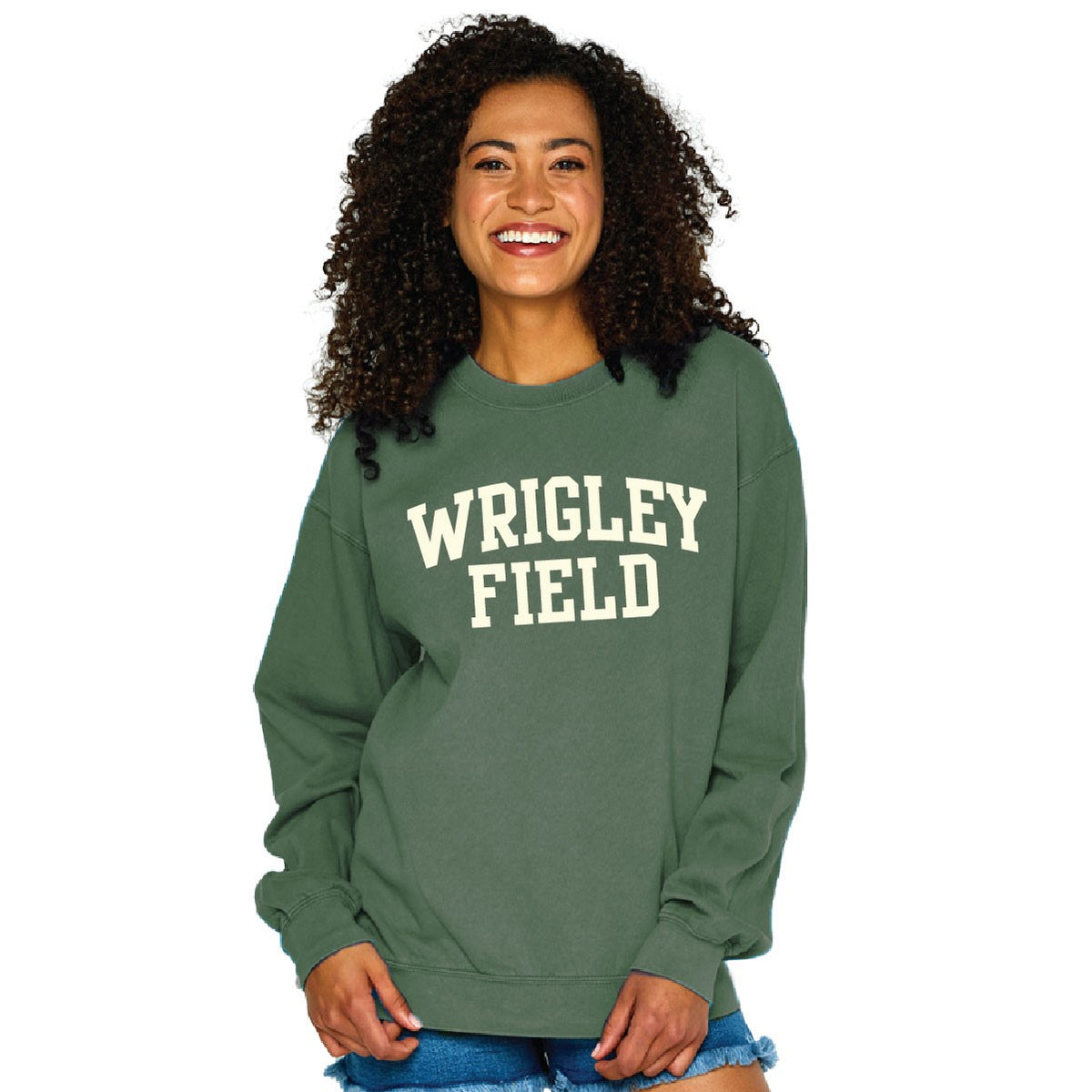 Wrigley Field Soft As A Grape Ladies Felt Letter Sweatshirt
