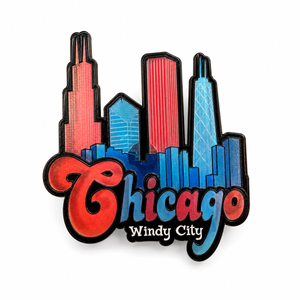 Chicago Stained Glass Flag Magnet