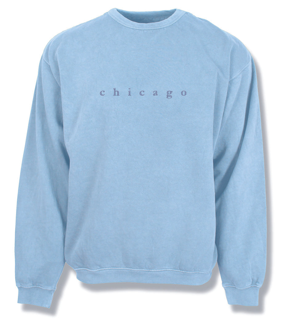 Chicago Ladies Lower Case Crewneck-Faded Blue (D)