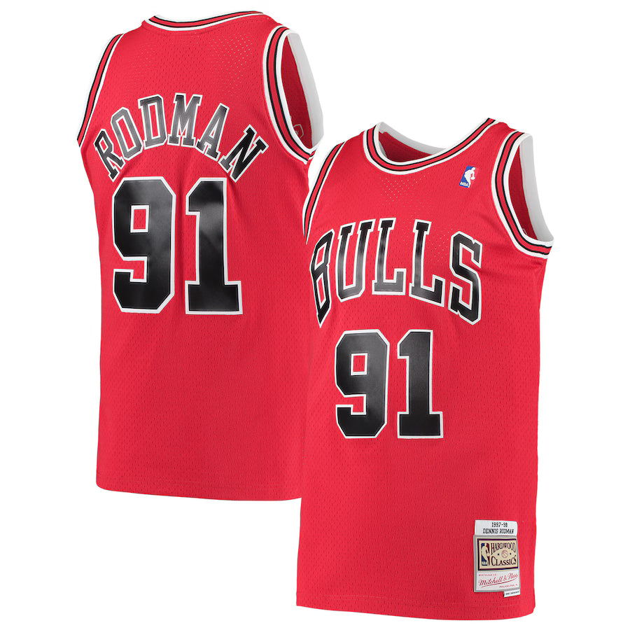 Bulls Mitchell & Ness Swingman Dennis Rodman Road Jersey