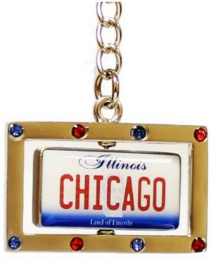 Chicago License Plate Spinning Keychain