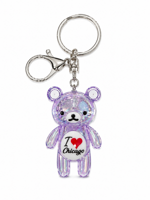 Chicago Translucent Teddy Keychain - Purple