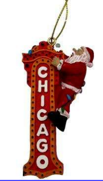Chicago Santa Theater Sign Ornament
