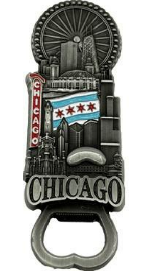 Chicago Skyline Metal Bottle Opener Magnet