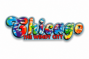 Chicago Script Tye Dye Magnet