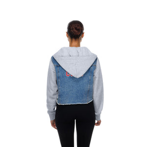 Cubs New Era Ladies Denim Hooded Snap Jacket