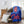 A blue Chicago Cubs throw blanket draped over a gray armchair in a bright living room, with a white pillow on the floor and a wooden side table with a lamp nearby.