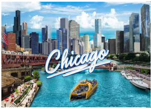Chicago River Collage Foil Magnet
