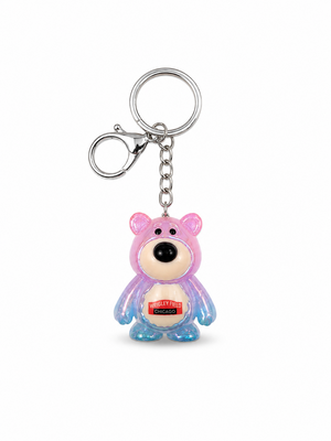 Wrigley Field Belly Teddy Keychain - Pink/Purple