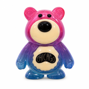 Chicago Belly Teddy Bean Magnet - Pink/Purple