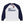 A Chicago Bears raglan crewneck sweatshirt with a white body, navy blue sleeves, and a navy blue 'Chicago Bears' graphic on the chest, displayed on a clean white background.