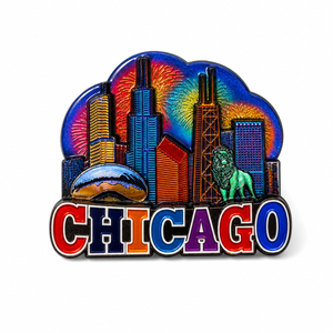 Chicago 3D Foil Firework Magnet