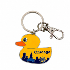 Chicago Rubber Duck Metal Keychain