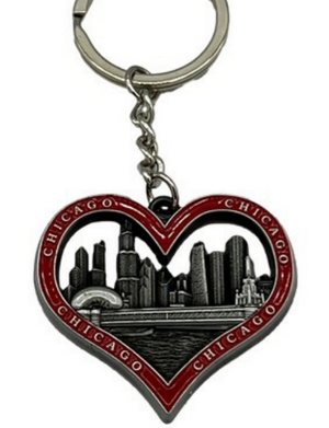 Chicago Heart Skyline Keychain