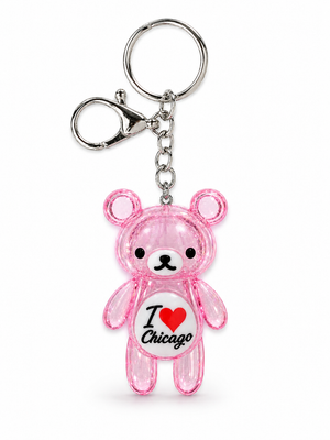 Chicago Translucent Teddy Keychain - Pink