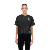 White Sox New Era Ladies Throw Back Pinstripe Crop T-shirt