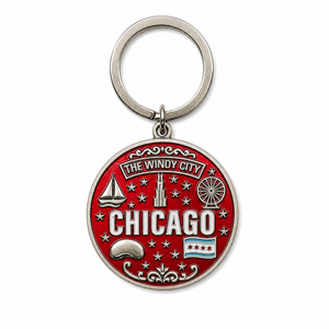 Chicago 3D Filigree Keychain