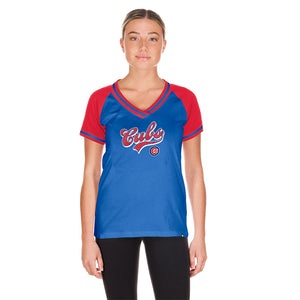 Cubs New Era Ladies Game Day Coll Glitter Royal Shirt