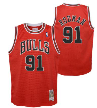 Bulls M&N Dennis Rodman Youth Swingman Road Jersey