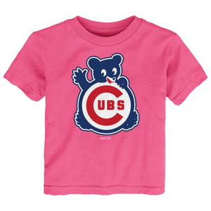 Cubs Infant Waving Bear T-Shirt-Pink