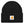 A black ribbed knit beanie hat with a folded cuff, featuring a square white Carhartt logo patch on the front.