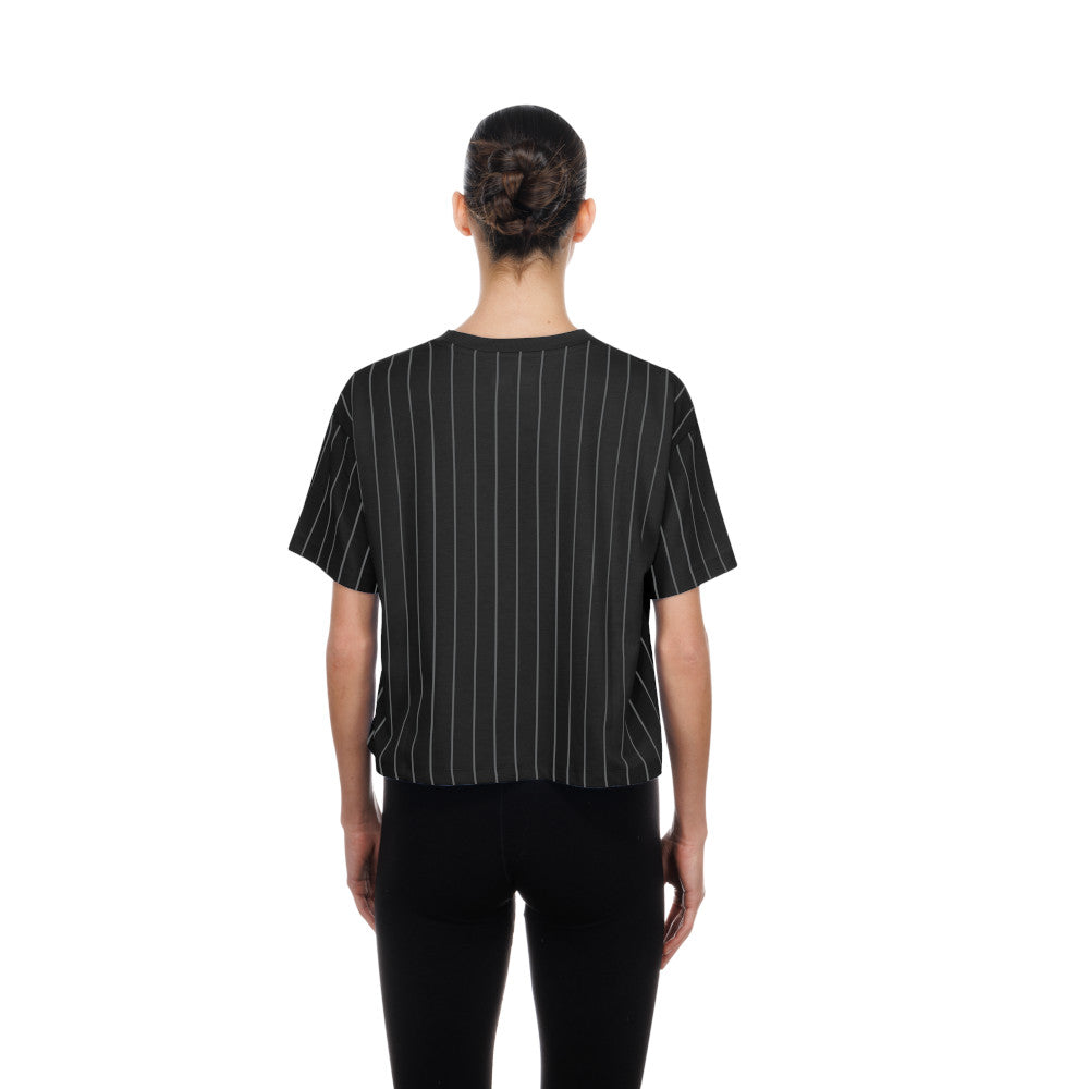 White Sox New Era Ladies Throw Back Pinstripe Crop T-shirt