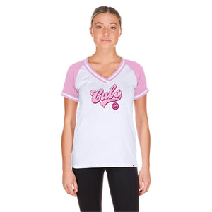 Cubs New Era Ladies Game Day Coll Glitter Pink Shirt