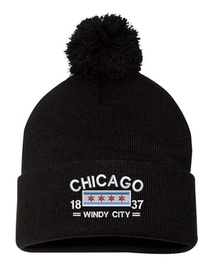 Chicago Arch Flag Pom Beanie