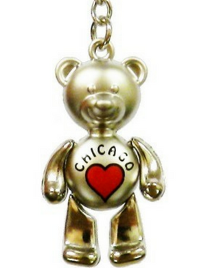 Chicago Heart Bear Keychain